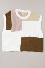 Load image into Gallery viewer, Cable-Knit Color Block Round Neck Sweater Vest
