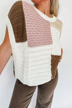 Load image into Gallery viewer, Cable-Knit Color Block Round Neck Sweater Vest
