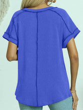 Load image into Gallery viewer, Exposed Seam V-Neck Short Sleeve Top
