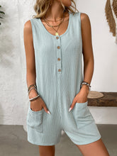 Load image into Gallery viewer, Pocketed Round Neck Sleeveless Romper
