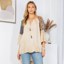 Load image into Gallery viewer, Enchanting Whimsy Overdyed Rayon Peasant Top With Embroidery
