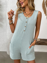 Load image into Gallery viewer, Pocketed Round Neck Sleeveless Romper
