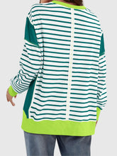 Load image into Gallery viewer, Slit Exposed Seam Striped Long Sleeve Sweatshirt
