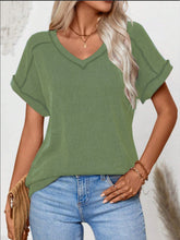 Load image into Gallery viewer, Exposed Seam V-Neck Short Sleeve Top
