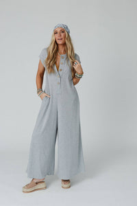 Davina Wide Leg Jumpsuit - Heather Gray