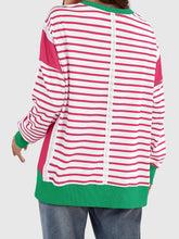 Load image into Gallery viewer, Slit Exposed Seam Striped Long Sleeve Sweatshirt
