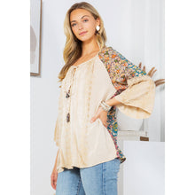 Load image into Gallery viewer, Enchanting Whimsy Overdyed Rayon Peasant Top With Embroidery
