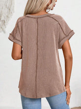 Load image into Gallery viewer, Exposed Seam V-Neck Short Sleeve Top
