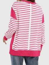 Load image into Gallery viewer, Slit Exposed Seam Striped Long Sleeve Sweatshirt
