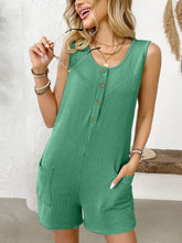 Load image into Gallery viewer, Pocketed Round Neck Sleeveless Romper
