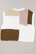 Load image into Gallery viewer, Cable-Knit Color Block Round Neck Sweater Vest
