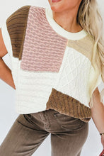 Load image into Gallery viewer, Cable-Knit Color Block Round Neck Sweater Vest
