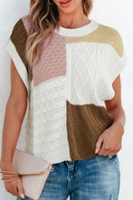 Load image into Gallery viewer, Cable-Knit Color Block Round Neck Sweater Vest
