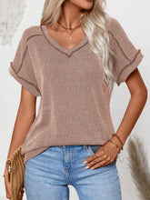 Load image into Gallery viewer, Exposed Seam V-Neck Short Sleeve Top
