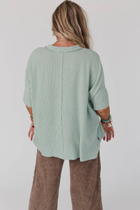 On The Go V Neck Ribbed Essential Tee - Sage